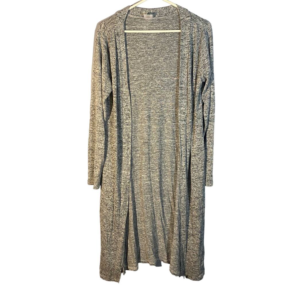 Hello Mello Gray Carefree Threads Long Duster Opened Front Cardigan Women Sz S
